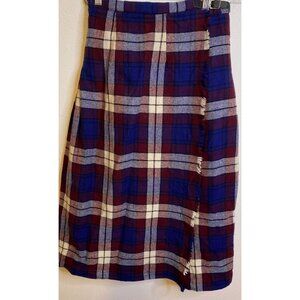 Vintage Cobra Kilt Pure Wool Ireland Plaid Blue Burgundy XS 26" Waist